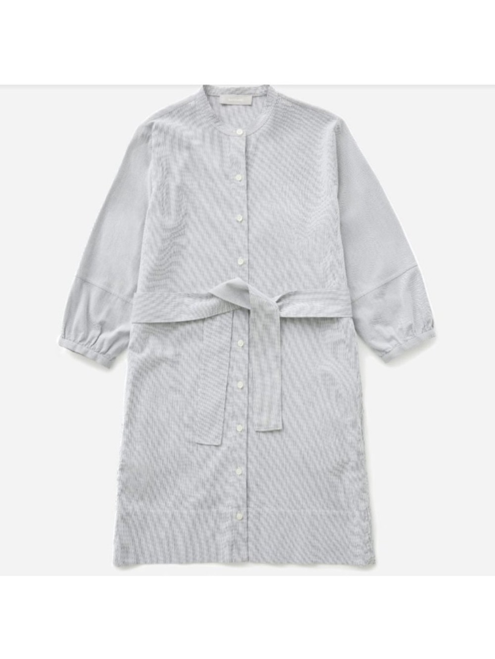 Everlane Cotton Weave Collarless Shirtdress mini stripe NO BELT